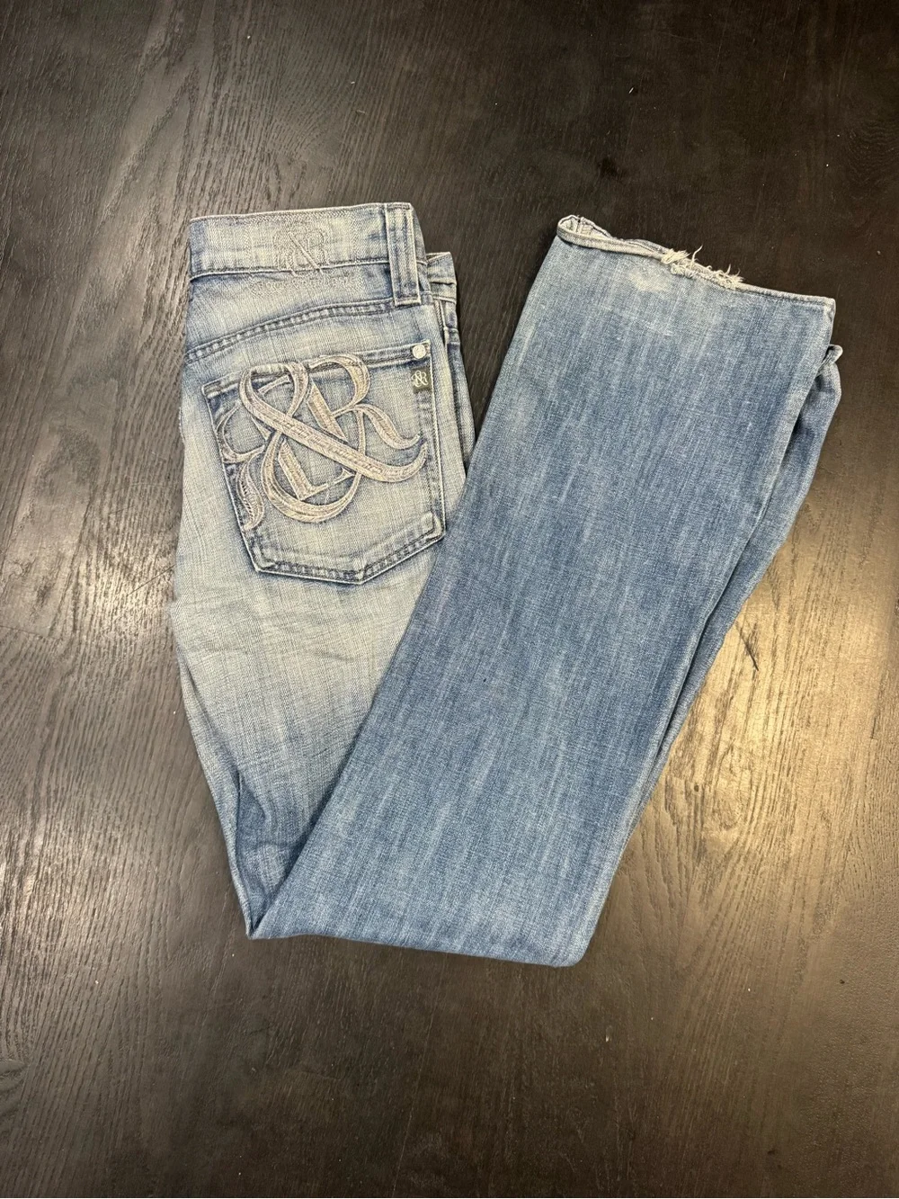 Rock & Republic Light Blue Embroidered Back Pocket Bootcut Jeans